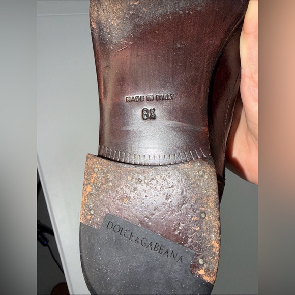 Dolce & Gabbana Italy Oxford Men's Shoes Brown Leather Pointed Toe Size 8 1/2 - Picture 6 of 11